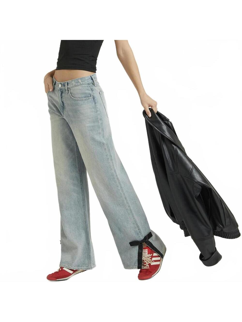 Pacsun Lena Low Rise Super Baggy Jeans Bow Light Indigo NWT Marita Size 23